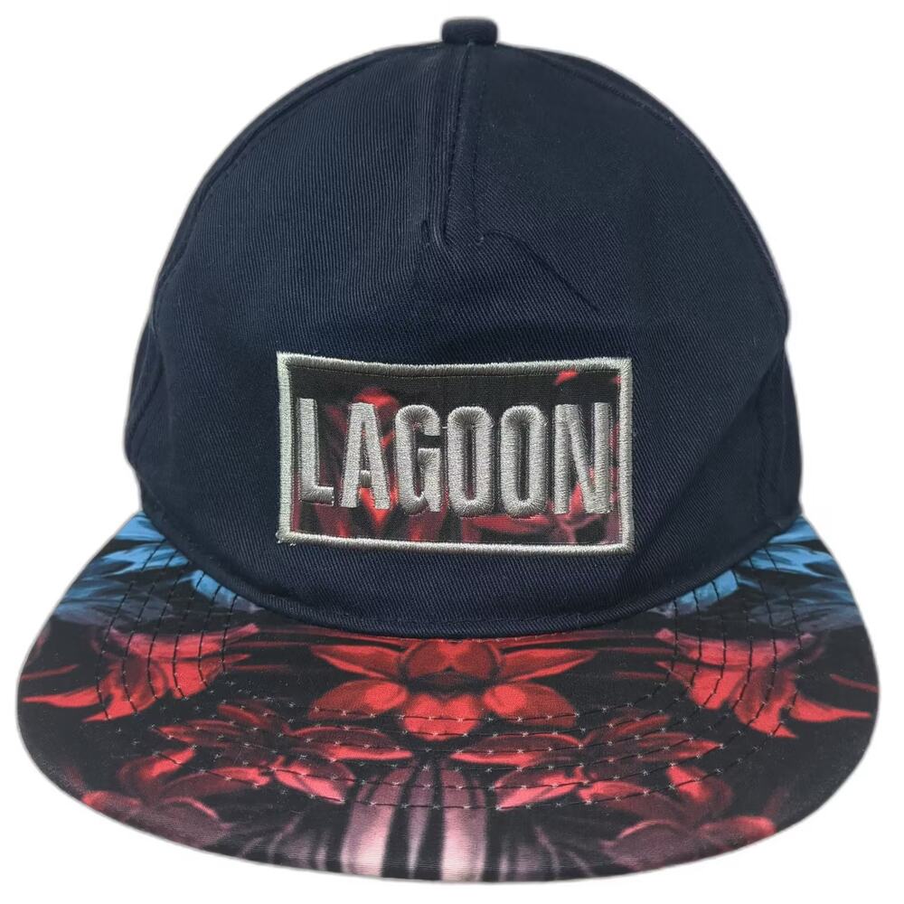 Jacobson Hat 5 Panel Blue Red Snapback One Size Graphic Brim Lagoon Patch